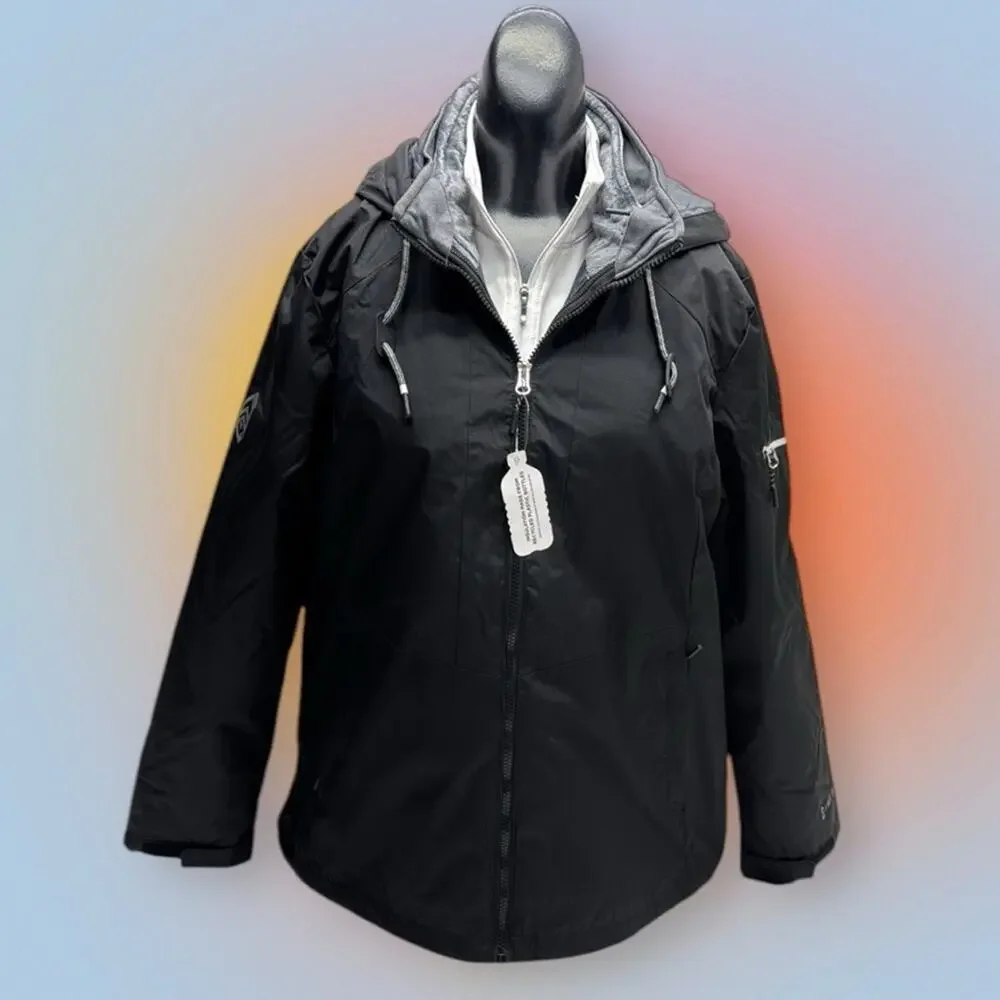 FREE COUNTRY Women's Small TRICLIMATE Black Hooded Jacket 3-IN-1 ⭐️ - Picture 5 of 9